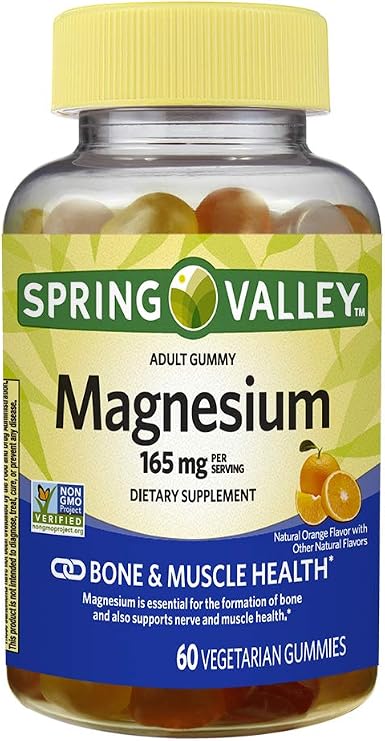 Spring Valley Adult Gummy Magnesium 165 mg, Orange, Bone & Muscle, 60 Gummies