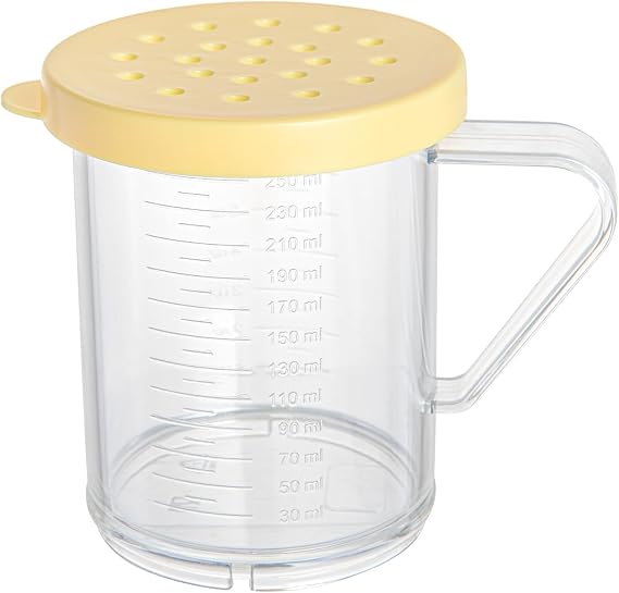 Restaurantware Spice Shaker 1 Count Plastic Shaker, Durable Seasoning Dredge with Yellow Coarse Lid, Clear Shaker for Commercial Kitchens, Pizzerias, and Bakeries