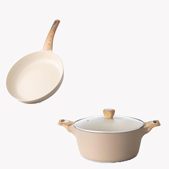 SENSARTE Ceramic Nonstick Frying Pan Skillet, 2.6QT Soup Pot Casserole Kitchen Cooking Pot, Non Stick Omelette Pans, Non-toxic Free of Intentionally Added PFOA/PFAS/PTFE, Induction Compatible