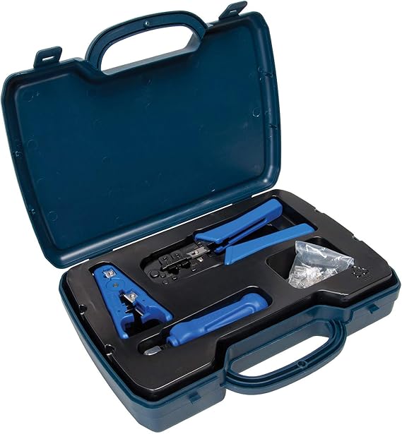 DataShark PA70007 Ethernet Network Tool Kit - Includes RJ45/RJ11 Crimp Tool, Cable Stripper, Punch Down Tool, RJ45 Connectors - CAT5, CAT5E, CAT6