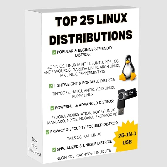64GB 25-in-1 Linux MultiBoot USB (USB 3) | 2026 | Top 25 Linux for Beginners | Portable Boot Repair | OS Toolkit