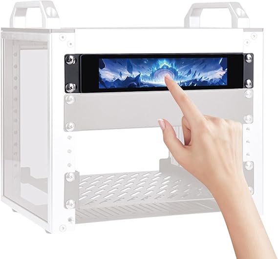 GeeekPi 6.91 inch 1424x280 LCD Touch Screen 1U Rack Mount Monitor for DeskPi RackMate T0/T1/T2/T0 Plus/T1 Plus/TL1 Server Cabinet and 10 inch Server Rack