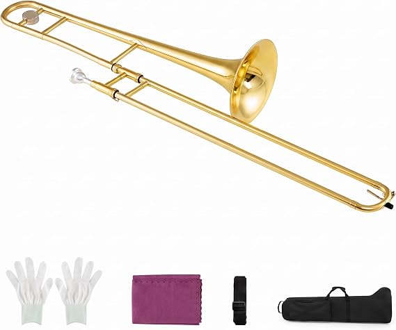 B Flat Tenor Trombone for Beginners,Gold Finish