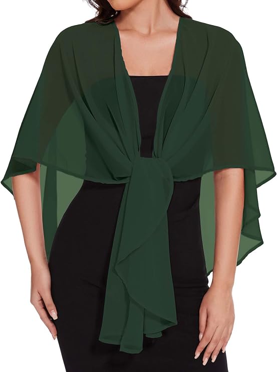 CHICGAL Shawls and Wraps for Evening Dresses Sheer Womens Chiffon Scarf Wedding Bridal Cover Up