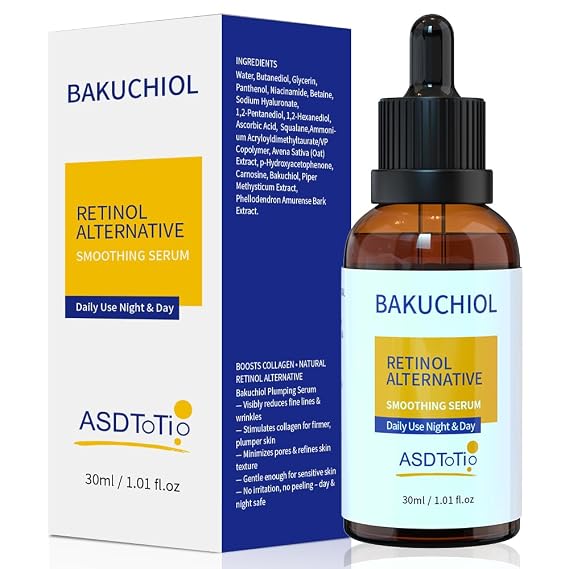 Bakuchiol Retinol Alternative Face Serum - With Niacinamide, Hyaluronic Acid & Vitamin E for Wrinkle Reduction Skin Firming & Smoothing, Sensitive Skin Care (1 fl.oz / 30ml)
