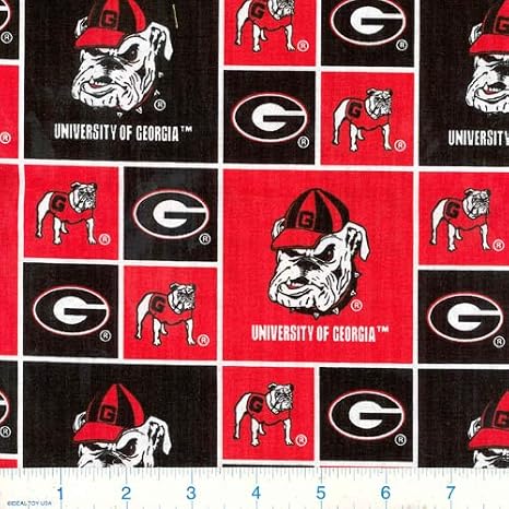 NCAA Georgia Bulldogs Broadcloth, Fabric by the Yard