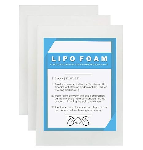 3 Pack Lipo Foam Post Surgery Ab Board for Liposuction Surgery 8"X11" White | Flattening Abdominal Compression Garments Liposuction Foam pads for Recovery