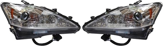 LED + Halogen Front Headlights Assembly for Lexus IS250 IS350 2006-2013, 1 Pair Headlamps Lamps Front Pair Driver Left and Passenger Right Side, OEM 81130-53270, 81130-53400, 81170-53270