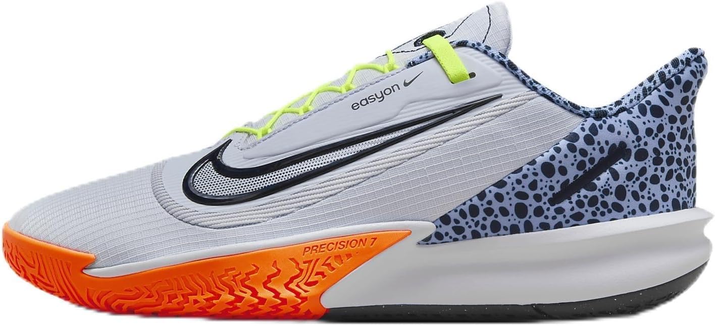 Nike Precision 7 EasyOn Electric Men's Basketball Shoes (FV1289-001, Football Grey/Multi-Color/Multi-Color/Multi-Color) Size 8