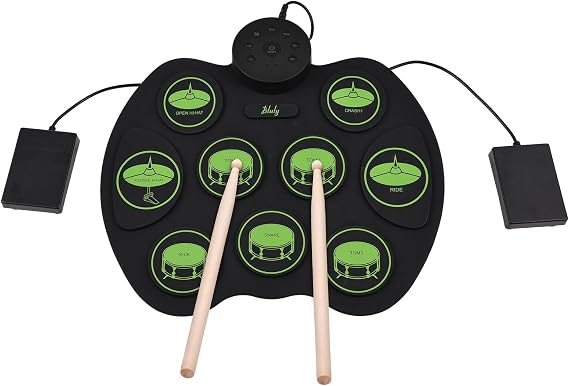 Btuty Electronic Drum Set - Touch Sensitive Digital Drive Drum Kit 9 Drum Pads 2 Pedals (No Speakers)
