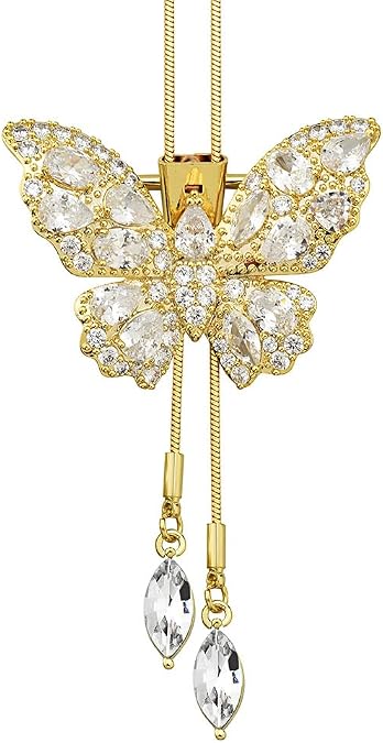 Butterfly Necklace for Women Long Sweater Chain Crystal Necklace Wedding Dressy Necklace Jewelry for Winter Evening Party Christmas Gift