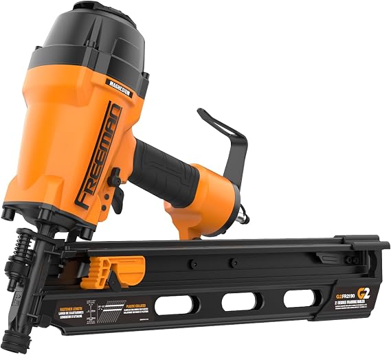 Freeman 2nd Generation Pneumatic 21 3-1/2" Framing Nailer | G2FR2190 | Framing, Subfloors, Roof Decking, Pallet and Shipping Crate Assembly, Wood Fencing