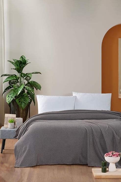 Mulberry Macar Çift Kişilik Pike Pamuklu Yatak Örtüsü 220x240 Kahve