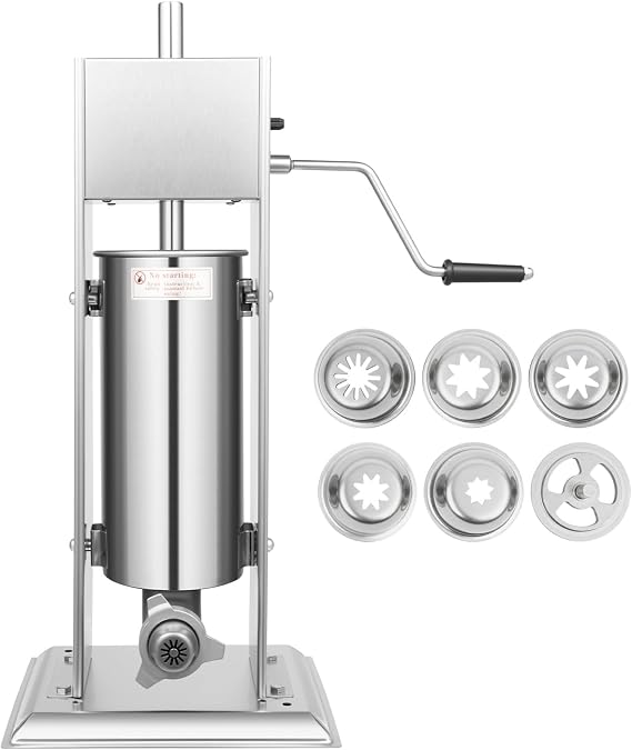 Commercial Manual Churros Maker, 5L Churro Maker Kit Manual Churros Machine with 4 Nozzles Stainless Steel Latin Fruit Machine Vertical Spanish Churro Machine for Bakeries, Cafeterias