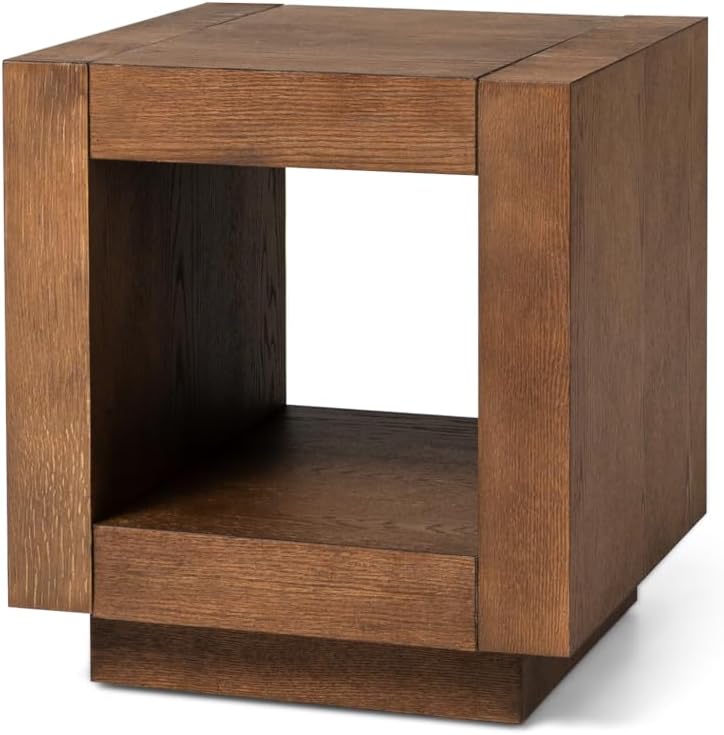 Maven Lane Artemis Square Side Table with Storage, Brown, 22"