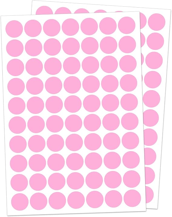 1" Pink Dot Stickers 1050 PCS Round Circle Stickers Colored Coding Labels