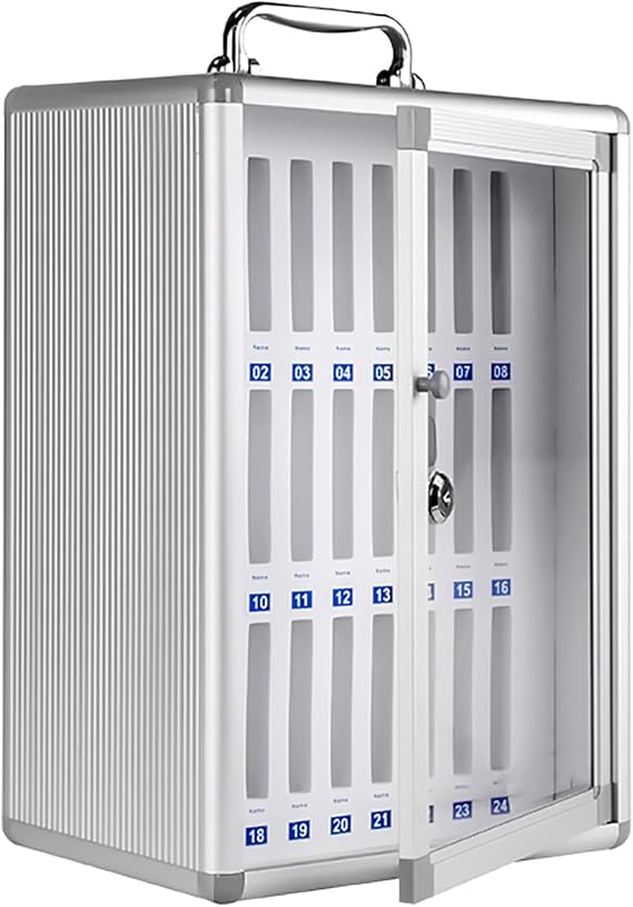 Cell Phone Organizers Cell Phones Storage Cabinet Portable Desktop Wall Mounted Aluminum Alloy Mobile Phone Organizer Locking Cell Phone Locker(26.5x19x38.5cm/10x7x15inch)