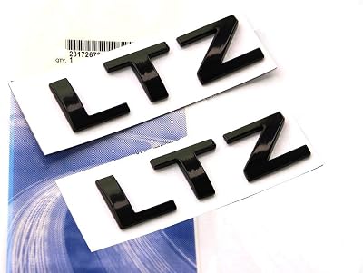 Yoaoo 2pack OEM Black LTZ Letter Nameplate Emblems Badges Compatible with Silverado Tahoe Suburban Glossy