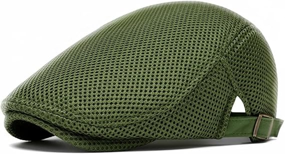 Mens Mesh Newsboy Hat Breathable Summer Flat Cap Beret Gatsby Ivy Driving Hat Adjustable Golf Cap