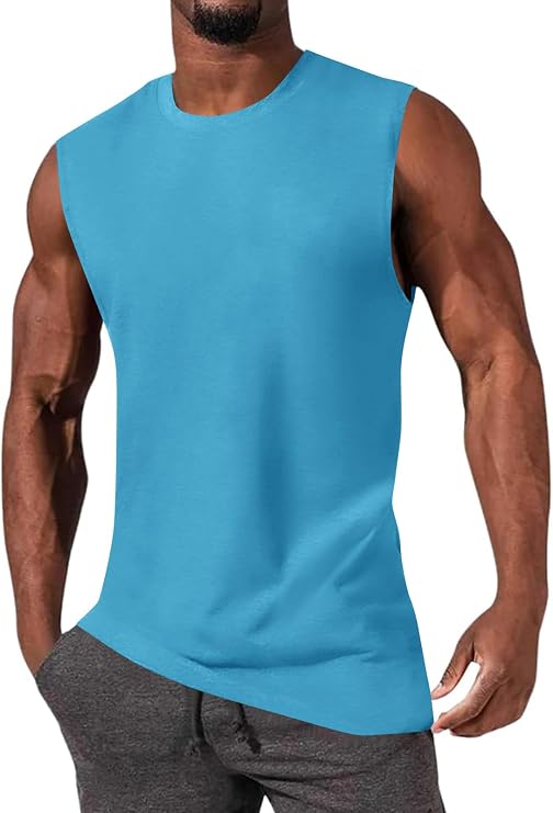 Mens Sleeveless Shirts Cotton Casual Tank Tops Cut Off T-Shirts