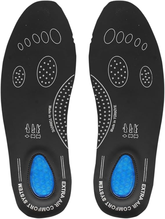 Black Vein Air Confort Fusped Topuk Dikeni Jel Takviyeli Ortopedik Deri Tabanlık (44-45, Siyah)