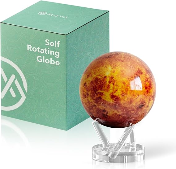 MOVA Self Rotating Globe, Venus Signature (6") | solar powered globe, no batteries or cords, gift for astronomy lovers, premium kinetic display, space desk decor