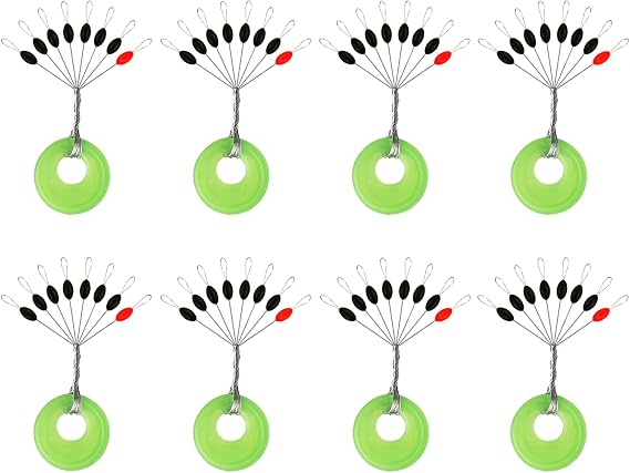 200Pcs Fishing Bobber Stopper,7 in 1 Soft Silicone Transparent Float Sinker Stops,Rubber Oval Cylinder Float Stop Stoppers