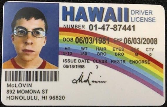 Signs 4 Fun Parody ID | McLovin ID | Fake ID Novelty ID | Collectible Trading Card Drivers License | Novelty Gift for Holidays | Made in The USA