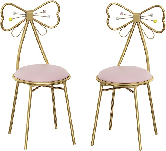 Vanity Chair, Cute Makeup Stool (2 Pink)