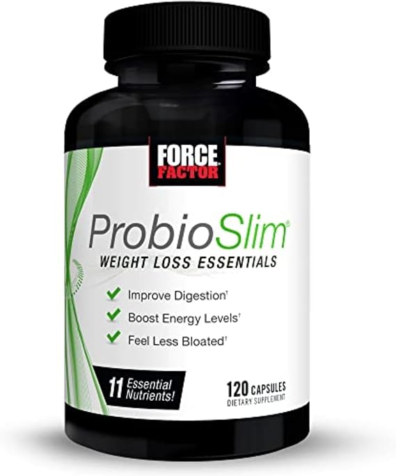 Force Factor ProbioSlim Weight Loss Essentials, Weight Loss Pills for Women, Metabolism Booster, Appetite Suppressant with Probiotics, Prebiotic Fiber, Electrolytes & Green Tea Extract, 120 Capsules