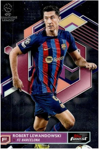 2022-23 Topps Finest Uefa #100 Robert Lewandowski Fc Barcelona Soccer Official Trading Card Of Soccer