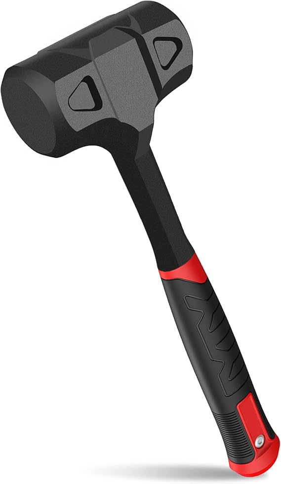 3LB Dead Blow Hammer Heavy One-Piece Construction Made of Forged Carbon Steel PVC Hammer with Steel Ball-Filled Head Anti-Vibration Handle for Precision and Control