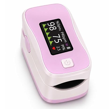 Pulse Oximeter Fingertip, Pink, Blood Oxygen Saturation Monitor with Digital Display
