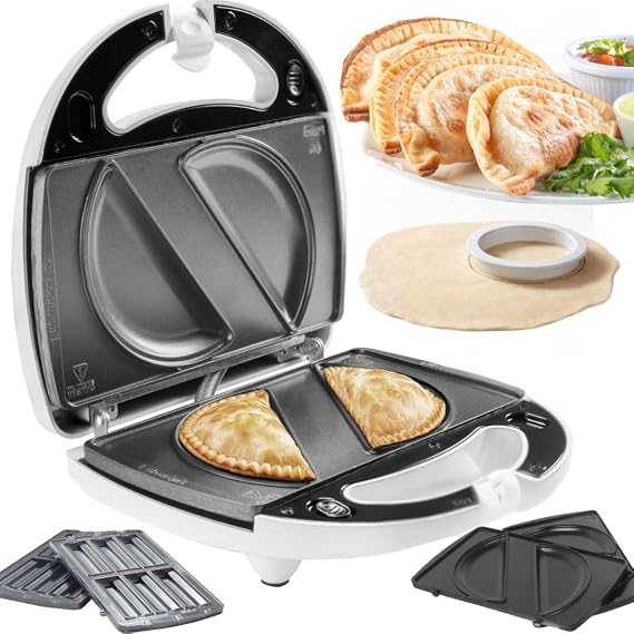 Electric Empanada Maker Machine with Dough Cutter & Nonstick Plates