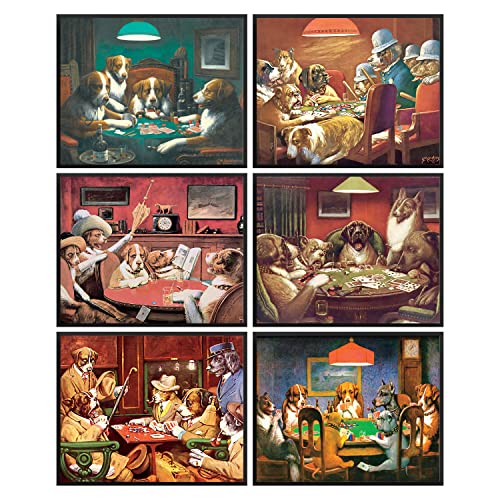 97 Decor Dogs Playing Poker Poster - Dog Poker Pictures Decor, Dog Playing Cards Picture, Cassius Marcellus Coolidge Oil Painting Reproduction, Vintage Dogs Wall Art Print Decorations 8x10 UNFRAMED