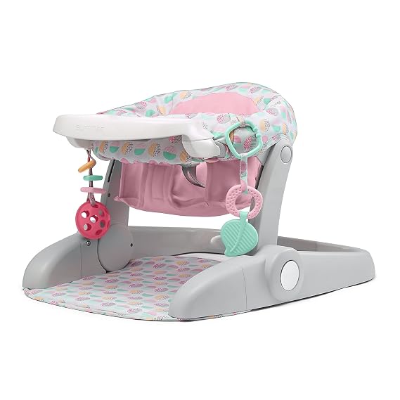 Summer Infant Learn-to-Sit Stages 3-Position Floor Seat, Sweet-and-Sour Pink Sit Baby Up to See The World Activity Seat is Adjustable Includes Toys and Tray