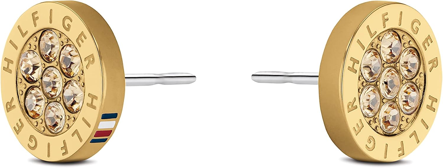 Tommy Hilfiger Jewelry Women's Stainless Steel Stud Earrings Embellished with Crystals