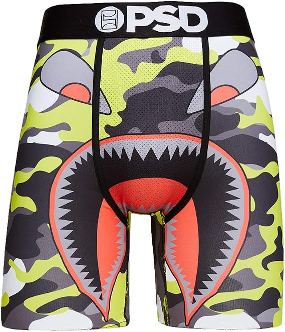 PSD Men's Neon Warface Boxer Briefs, Yellow, L