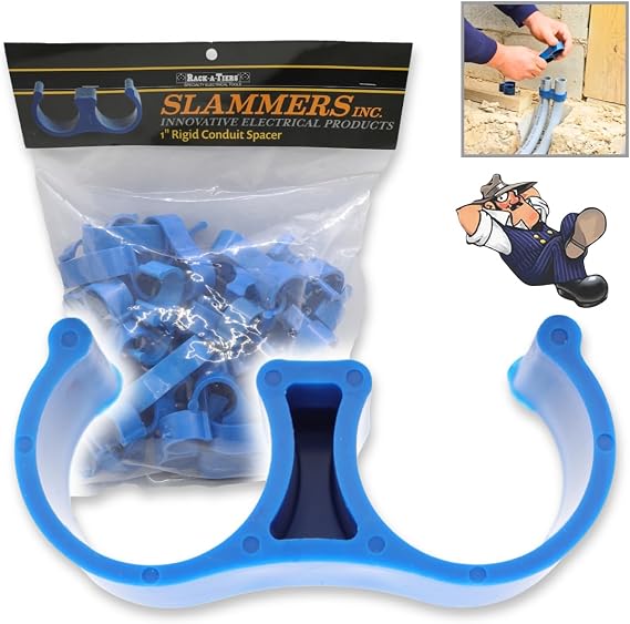Rack-A-Tiers Slammers - Rigid/PVC Conduit Spacer, Keep Conduits in Place During Slab Work & Concrete Pour - 50 Pack (for 1-inch Conduits) (35100.RCS)