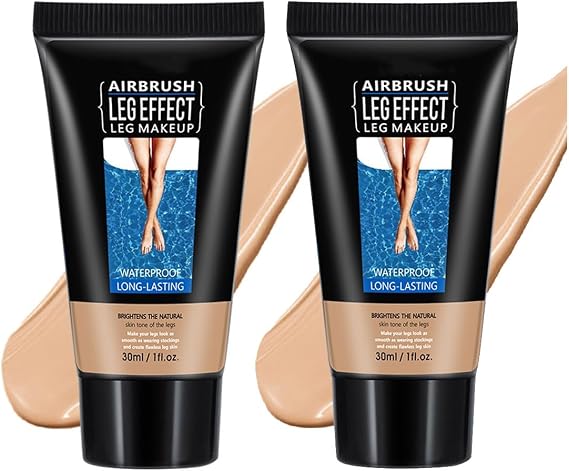 Leg Makeup Waterproof No Transfer, 2PCS Leg and Body Scar Cover up, Tattoo Cover Up Makeup, Long Lasting & Sweatproof Body Concealer Foundation for All Skin Tones - Medium Glow