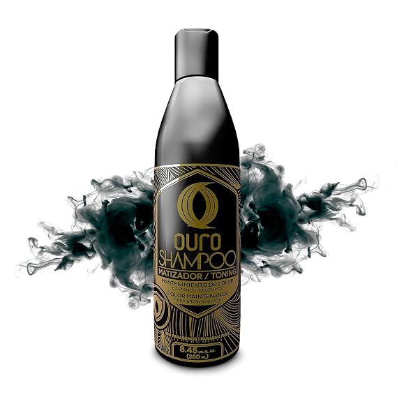 OURO Color-Enhancing Shampoo for Dark Brown & Black Hair Neutralizes Yellow Tones, Boosts Shine & Intensity, Revitalizes Gray Hair, Protects Color, Use 2-3x Weekly for Best Results (8.45OZ)