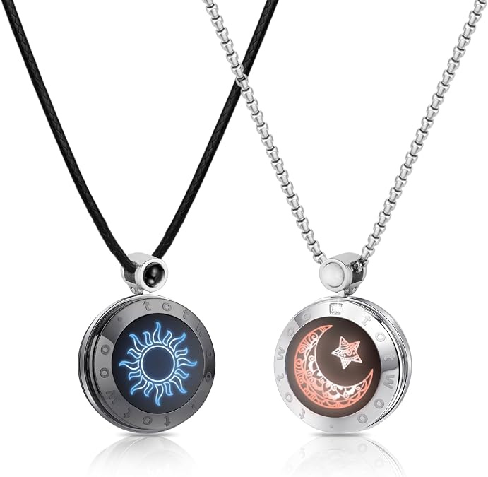 Long Distance Touch Necklace| Vibration & Light Up Smart Necklace for Long Distance Relationship Gifts, Couples Necklace with Natural Agate Gift for Her and Him