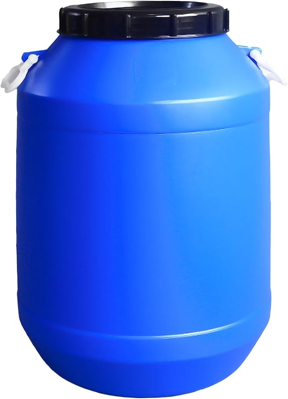 25-60L Heavy-Duty Plastic Barrel With Airtight Screw Lid & Handles, Food Grade HDPE Fermentation Container For Grains, Water Storage Barrel Household/Factory/Commercial Use(Blue,50L)