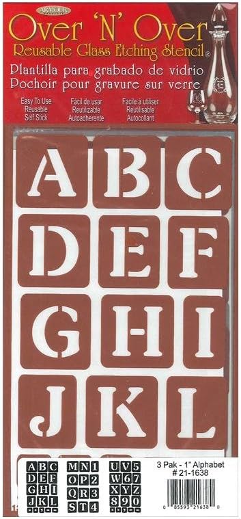 Armour Products Etch Over N Over Stencil with 1.5-Inch Letters, 3 Sheets