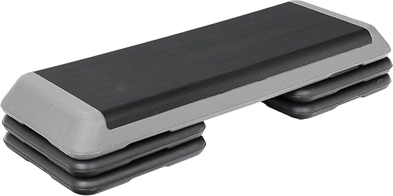 43" Exercise Aerobic Step Platform, Adjustable Fitness Stepper, with 4 Removable Risers for Home Gym Cardio Strength and Training