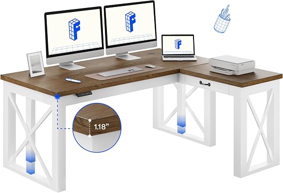 FLEXISPOT L-Shaped Executive Standing Desk with Drawer