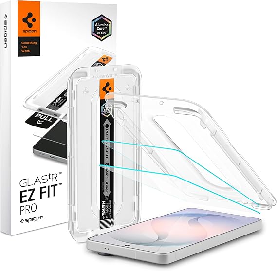 Spigen GlasTR EZ FIT Tempered Glass Screen Protector for Galaxy S26 | AluminaCore Aluminum-enhanced 10H+ tempered glass, Auto-align tray, 100% clarity, Original touch, Case-friendly, 2 Pack