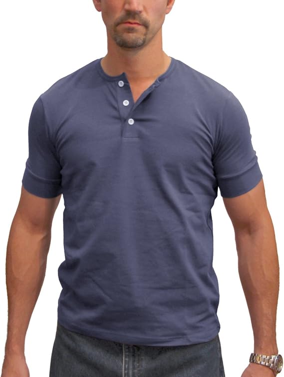 Magnoli Clothiers 3-Button Henley Tee Shirt (X-Large, French Blue)