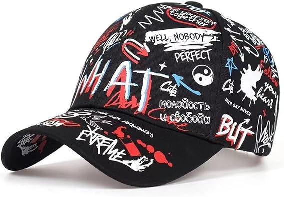 Men's Baseball Cap Adjustable Cotton Graffiti Doodle Sport Caps for Men Women
