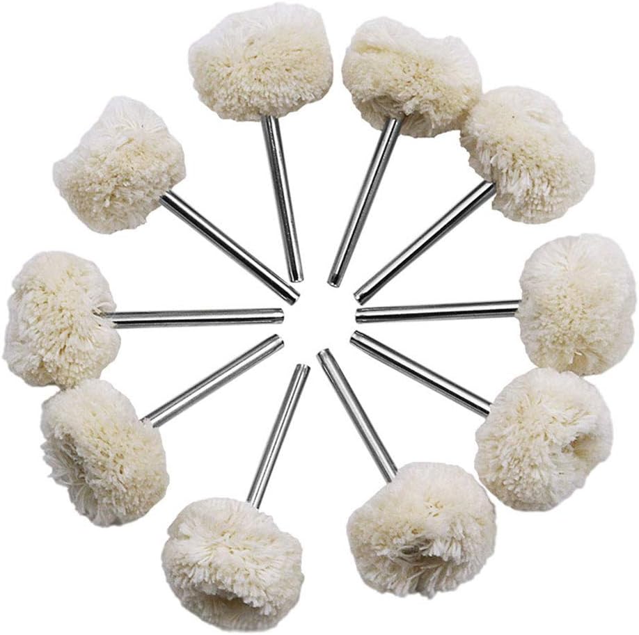 10PCS Polishing Wheels, Polishing Sanding Set, Cotton Little Buff Buffer Wheels, 3mm Shank, Buffing Balls Rotary Tool Accessories for Jewelry Metal Glass Polishing Bit